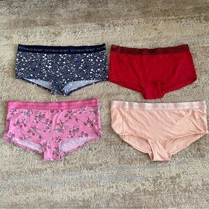 Victoria’s Secret Cotton Panties Boy Shorts Boxers 4 Piece Bundle Logo Waistband